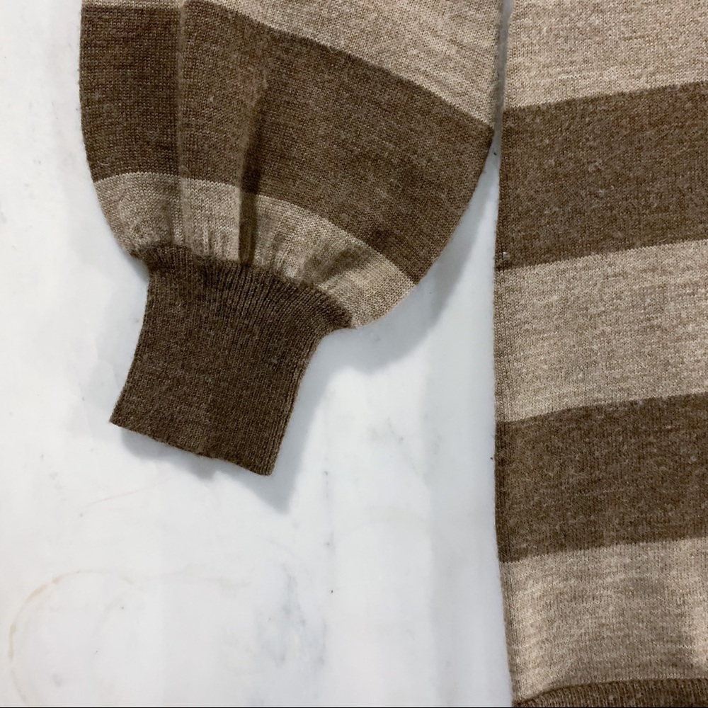 Neutral Color Stripe Dress with Long Sleeves - Picture 11 of 13